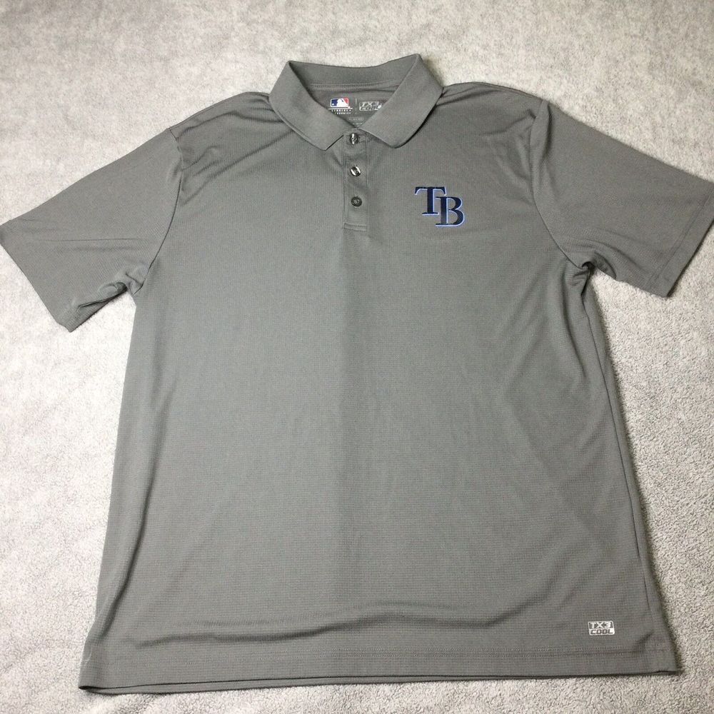 TAMPA BAY RAYS Polo XL MLB‎ GENUINE MERCHANDISE TX3 COOL MOISTURE WICKING Gray